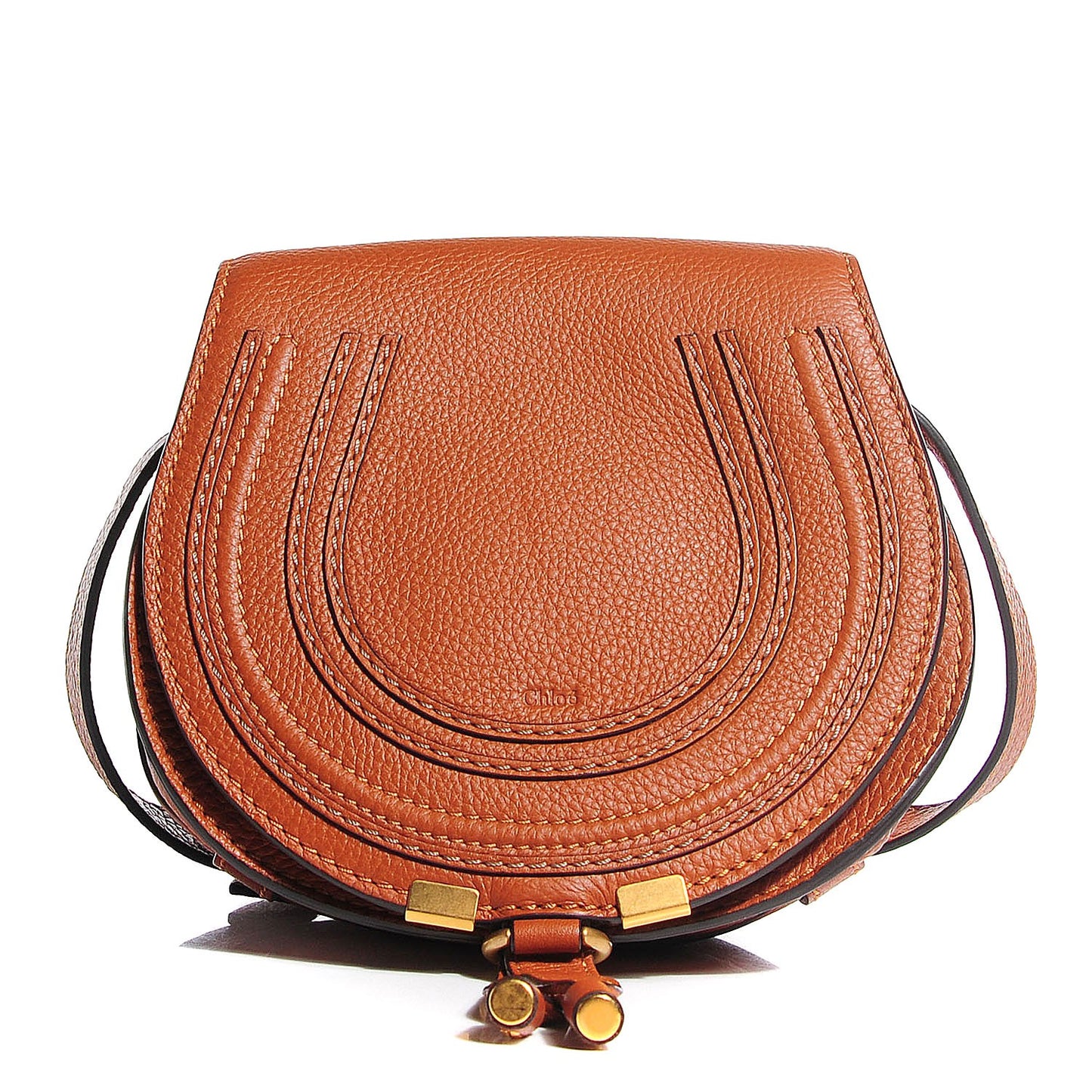 Calfskin Mini Marcie Round Crossbody Bag Tan