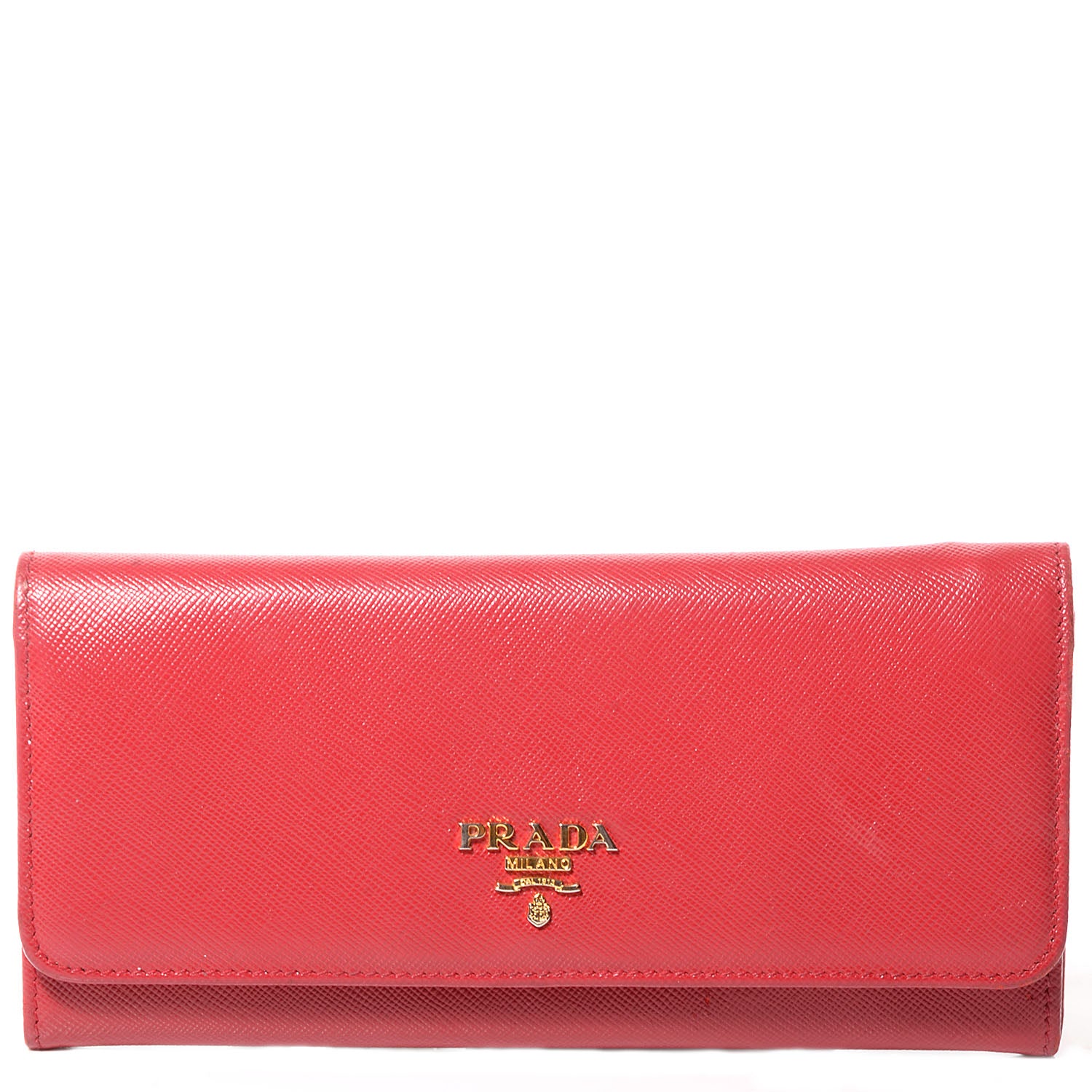 Prada Saffiano Continental Flap Wallet Fuoco Papaya 1 of 9