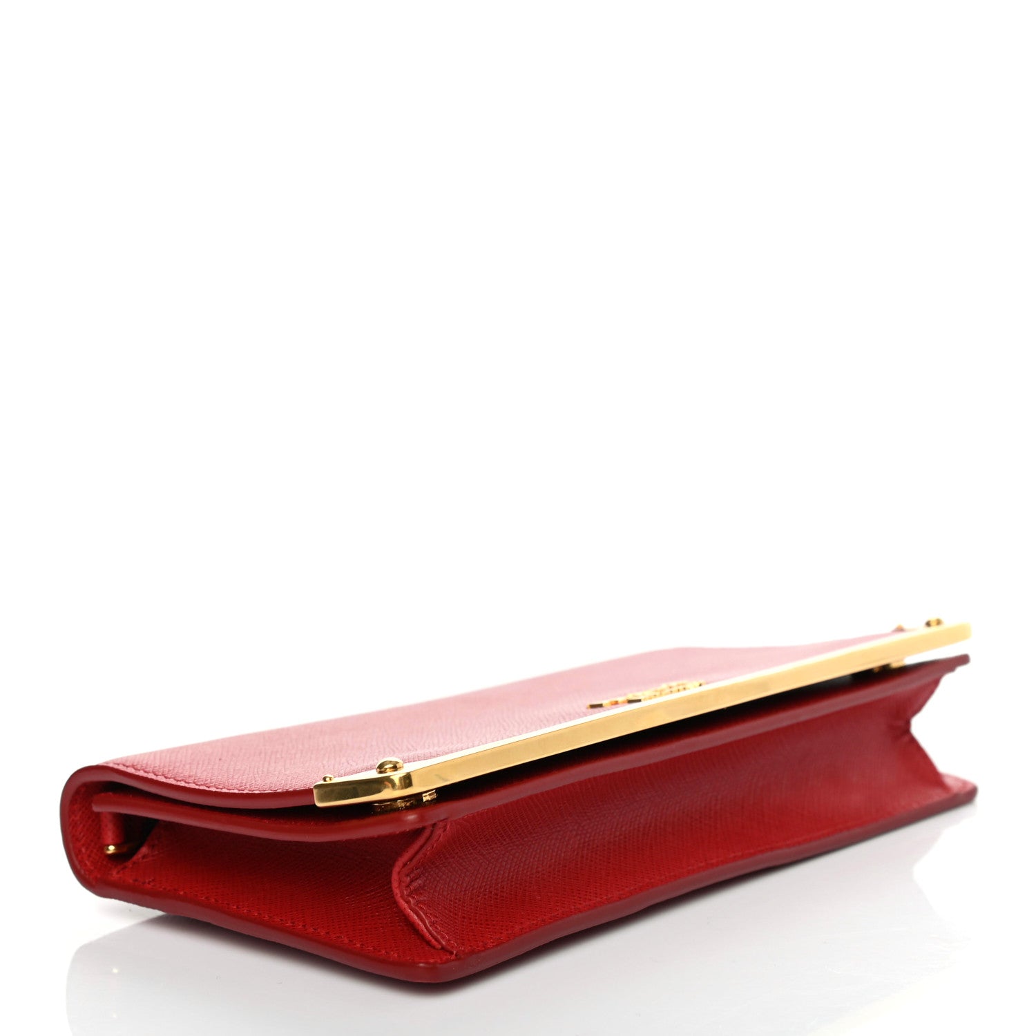 Prada Saffiano Cahier Chain Wallet Fuoco 3 of 5