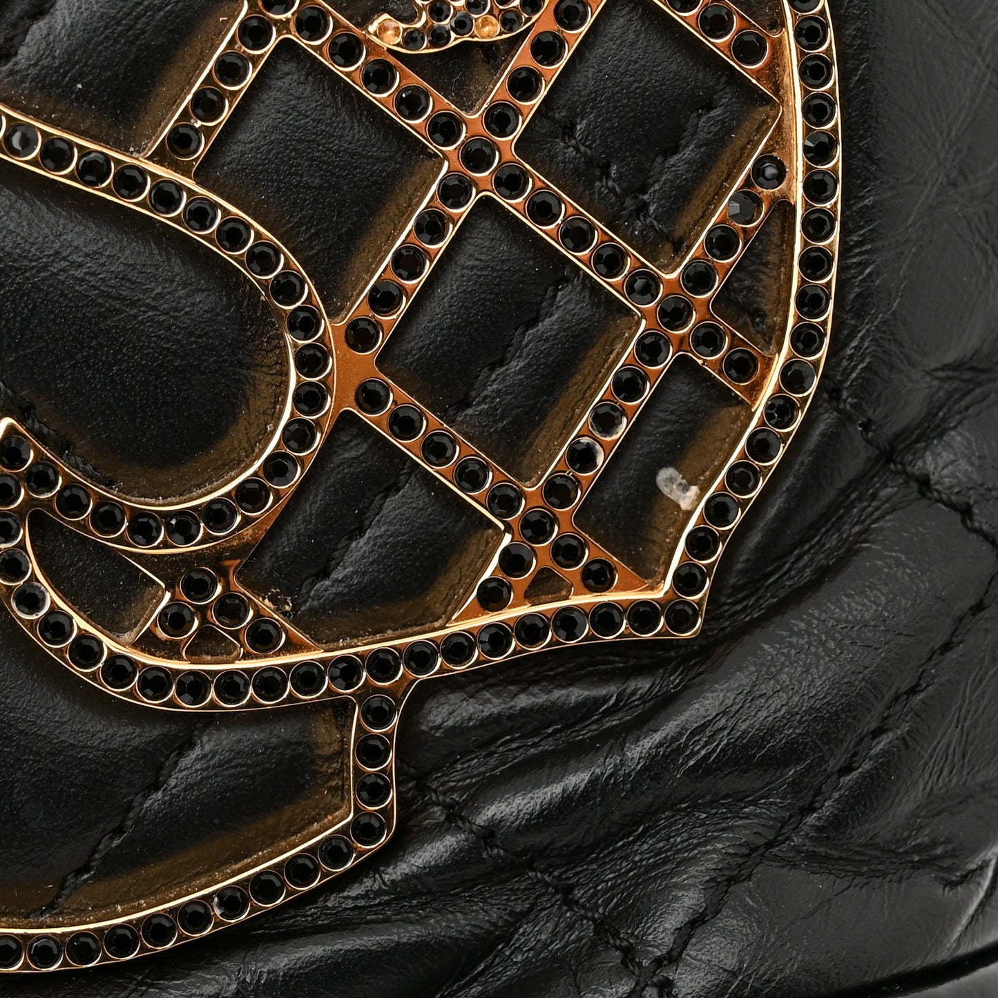 Aged Calfskin Quilted Charms Small Gabrielle Hobo Black