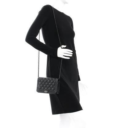 Chanel Caviar Quilted Boy Wallet On Chain WOC So Black 2 of 10