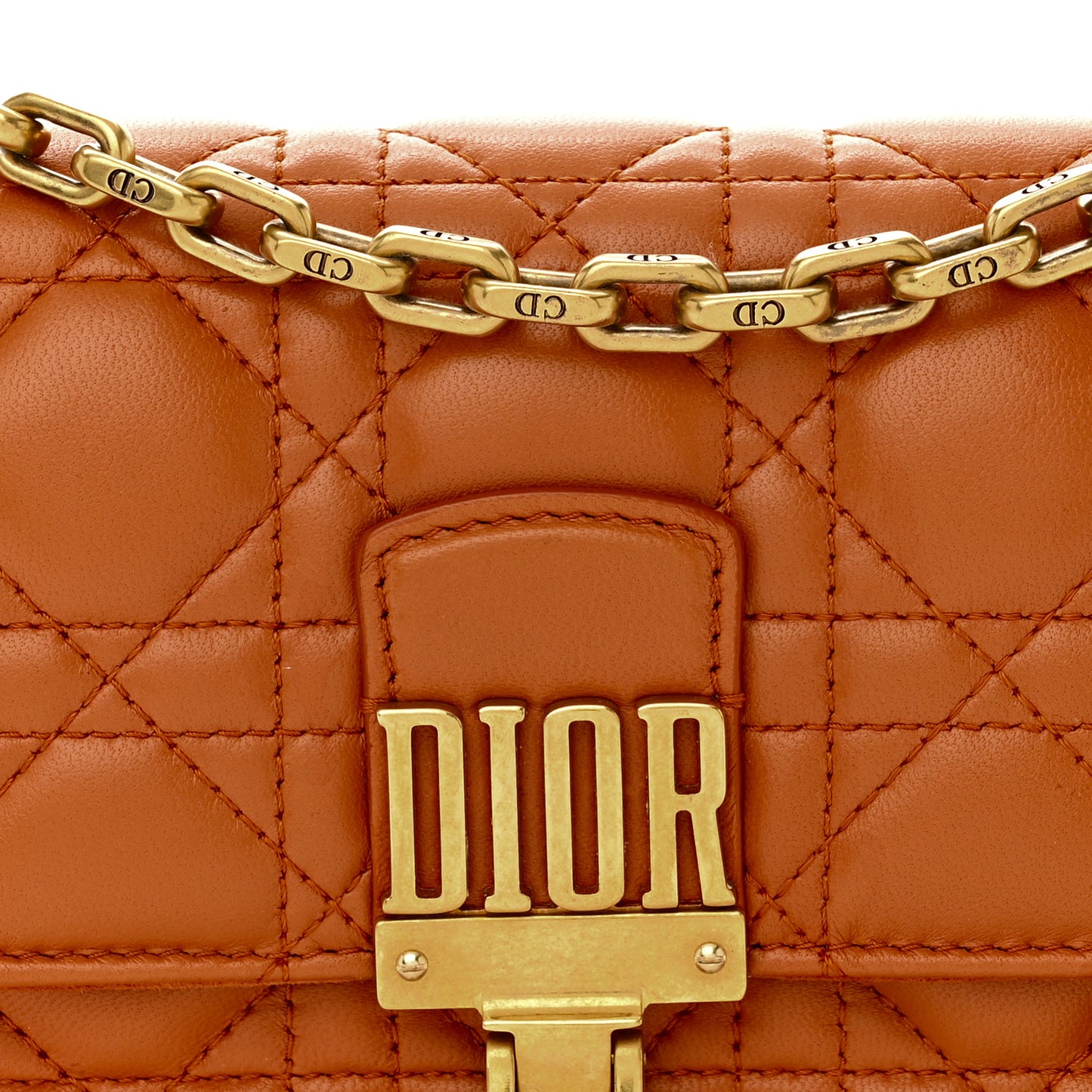 Lambskin Cannage Small Dioraddict Flap Bag Tan