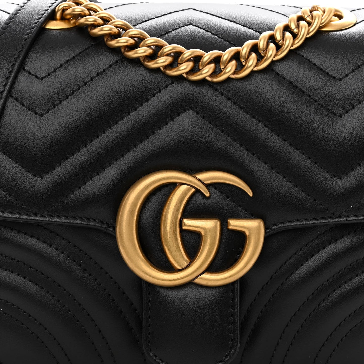 Calfskin Matelasse Mini GG Marmont Square Shoulder Bag Black