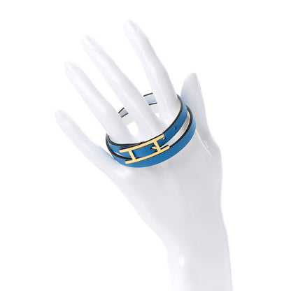 Hermes Epsom Behapi Double Tour Bracelet Bleu Zanzibar White 2 of 5