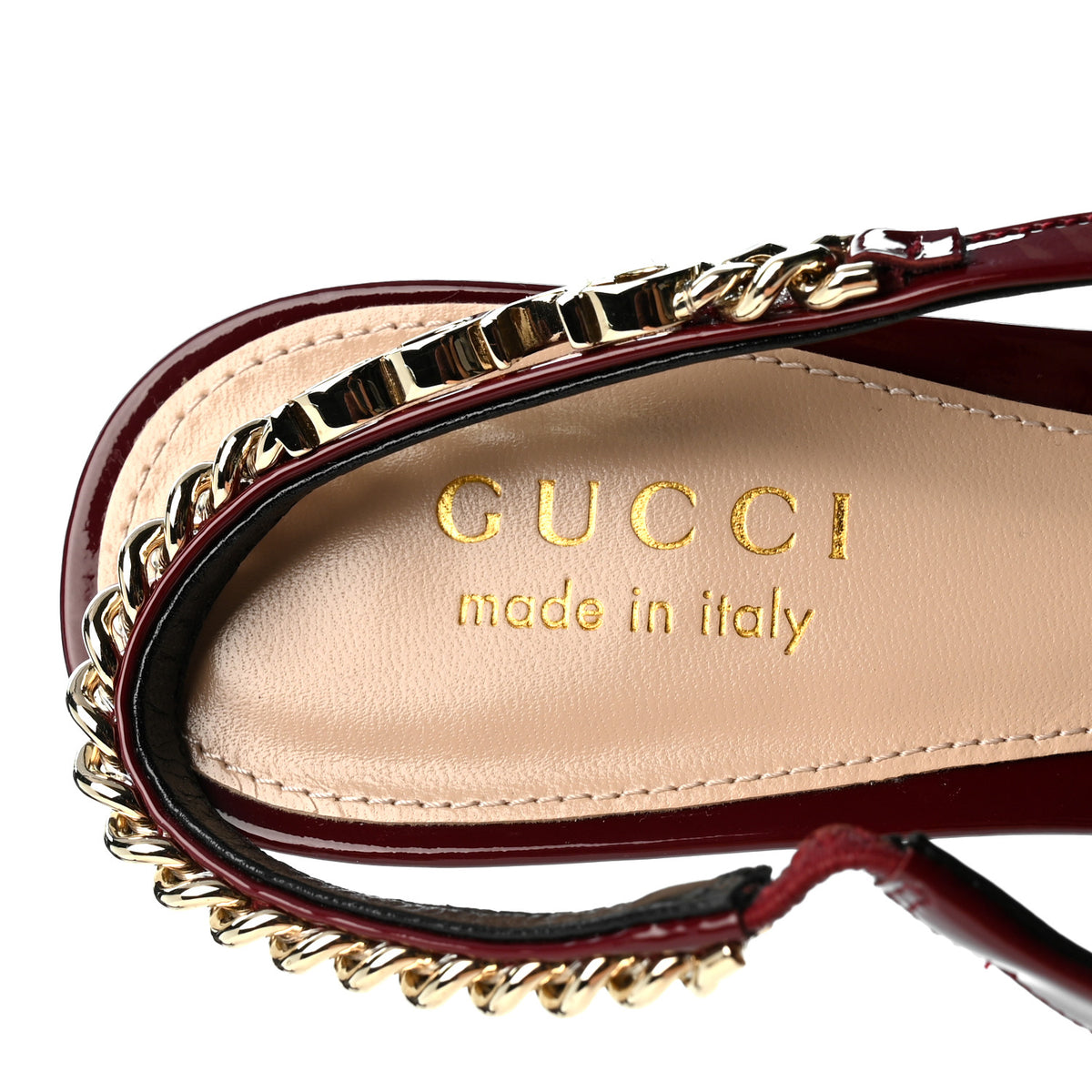 Gucci Vernice Crystal Nappa Charlotte Signoria 45mm Slingback Pumps 37 Rosso Ancora 6 of 9