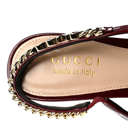 Gucci Vernice Crystal Nappa Charlotte Signoria 45mm Slingback Pumps 37 Rosso Ancora 6 of 9