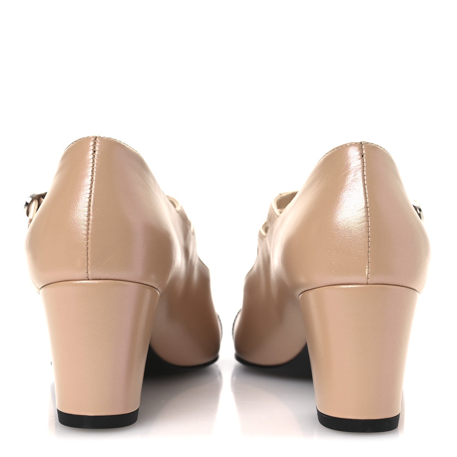 Chanel Iridescent Lambskin Grosgrain Pearl Mary Jane Pumps 38 Beige Black 6 of 14