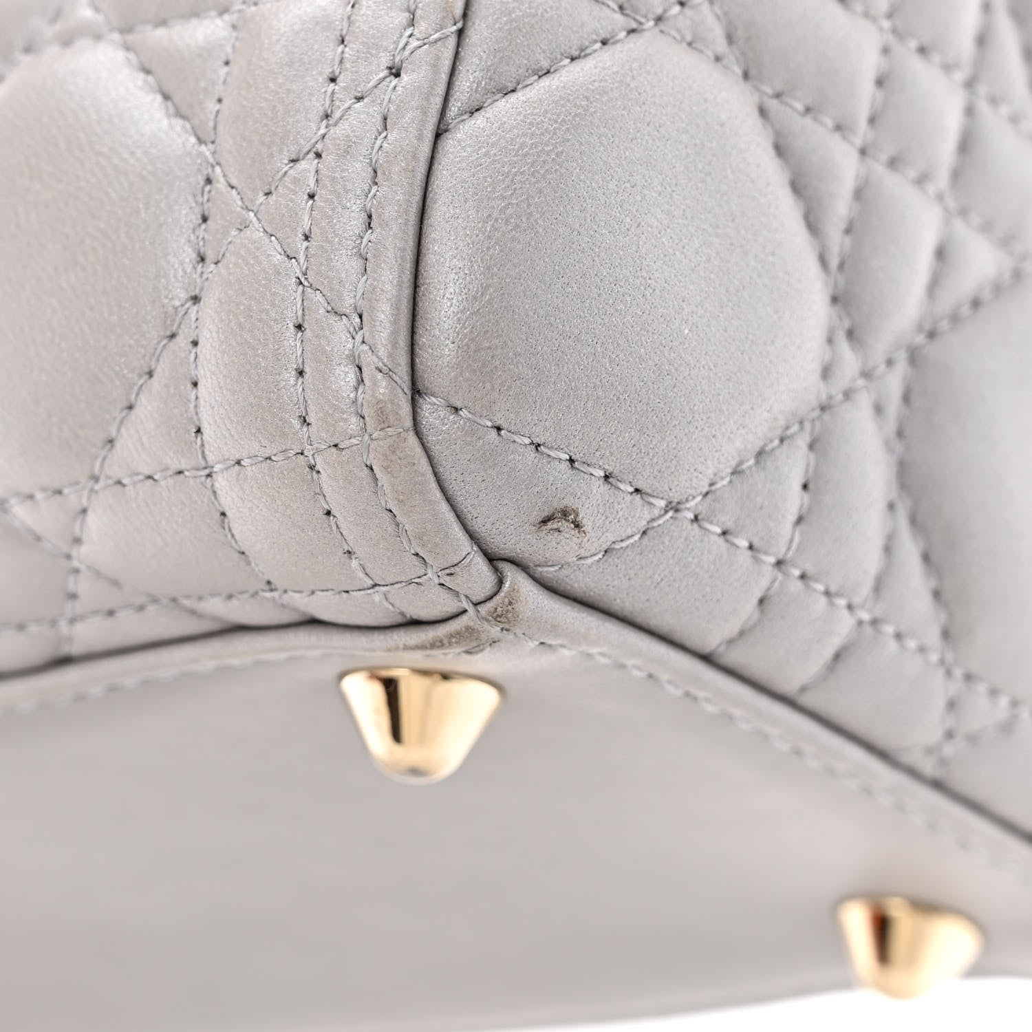 Christian Dior Metallic Lambskin Cannage Large Lady Dior Light Grey 12 of 14