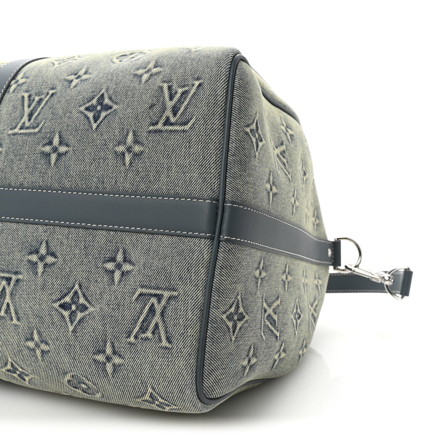 Louis Vuitton Monogram Washed Denim Keepall Bandouliere 50 Blue