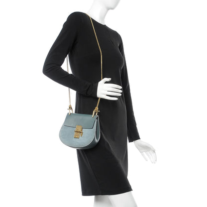 Chloe Suede Smooth Calfskin Mini Drew Shoulder Bag Cloudy Blue 2 of 6