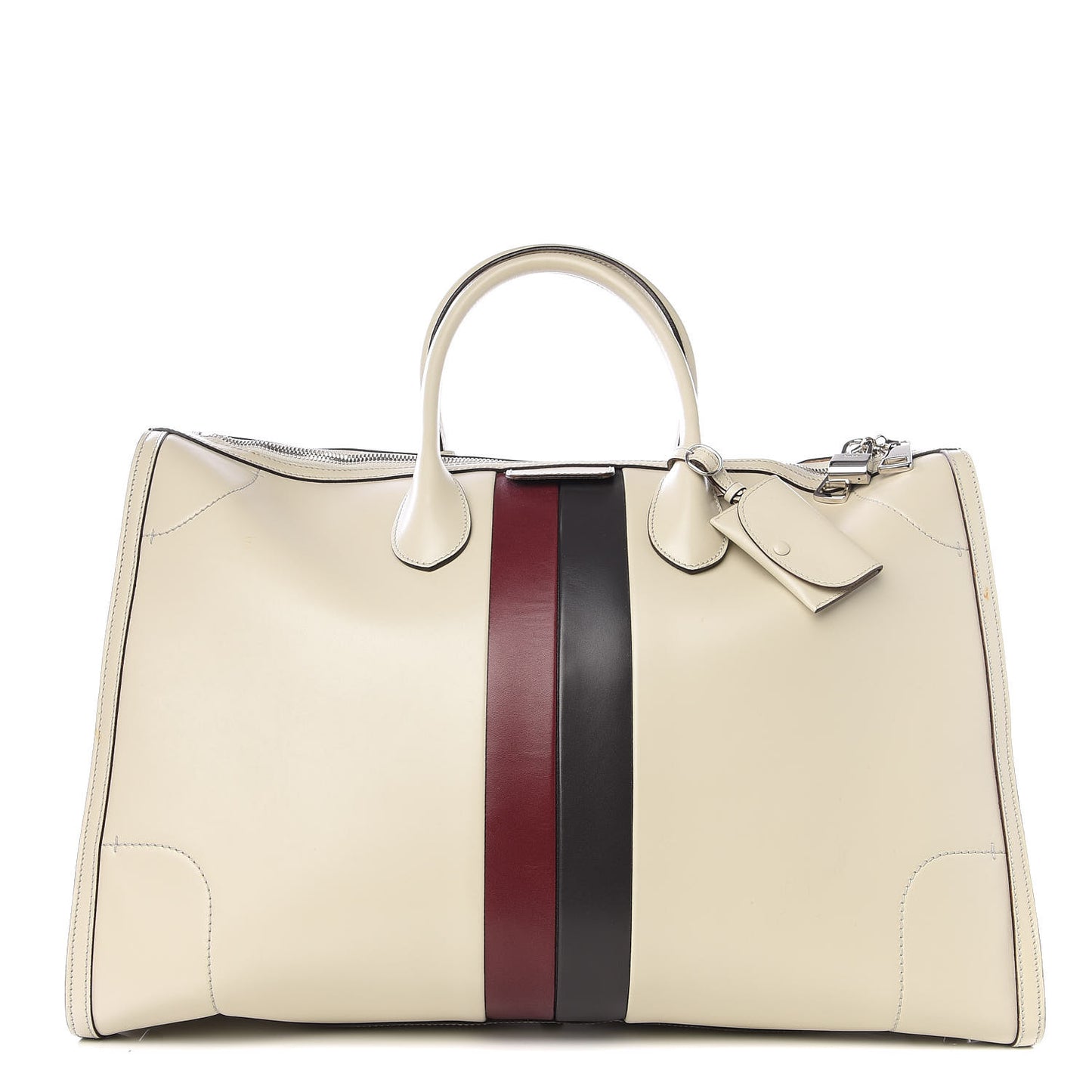 Calfskin Web Duffle White