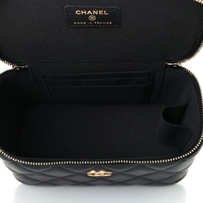 Chanel Lambskin Quilted Small Top Handle Vanity Case With Chain Black 4 of 4