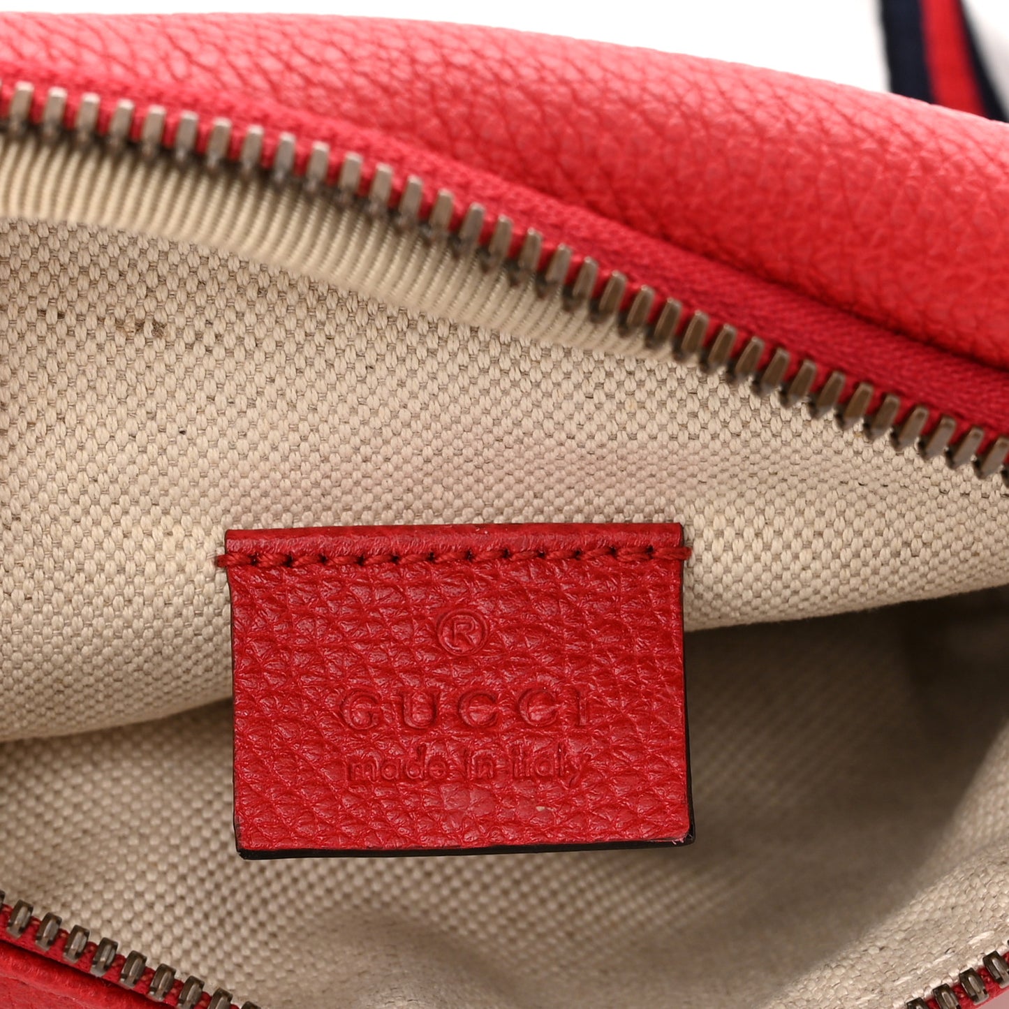 Grained Calfskin Small Logo Belt Bag Hibiscus Red