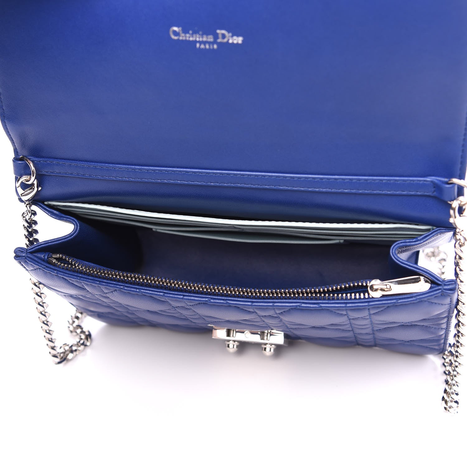 Christian Dior Lambskin Cannage Miss Dior Promenade Pouch Blue 4 of 8