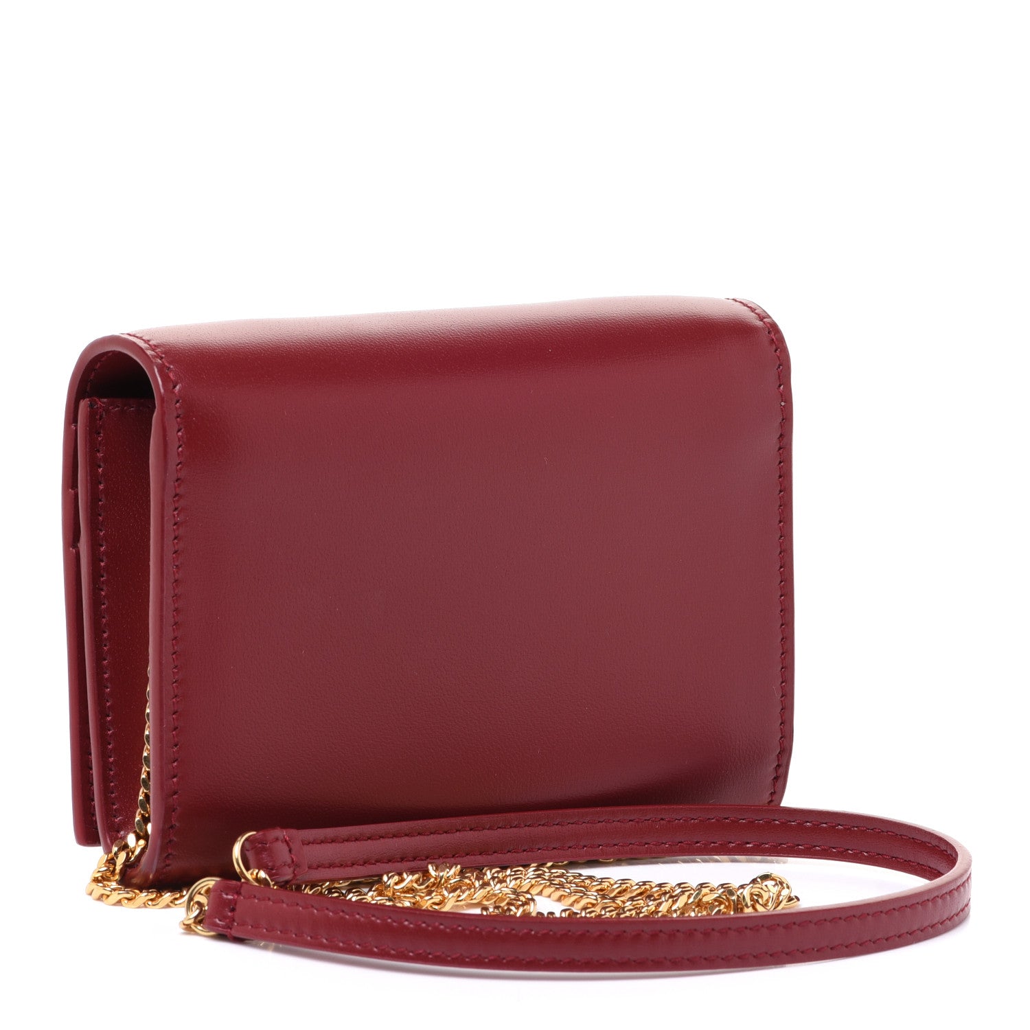 Saint Laurent Calfskin Monogram Chain Card Case Rouge Eros 3 of 8