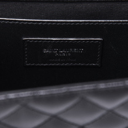 Saint Laurent Grain De Poudre Textured Mixed Matelasse Triquilt Medium Monogram Satchel Black 7 of 16