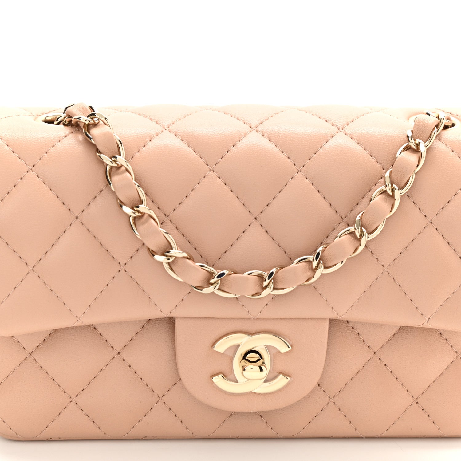 Chanel Lambskin Quilted Mini Rectangular Flap Beige 8 of 10