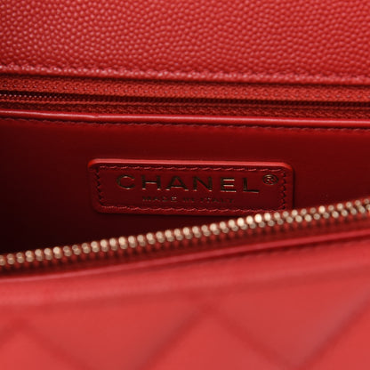 Chanel Caviar Quilted Small Coco Handle Flap Red 6 of 9