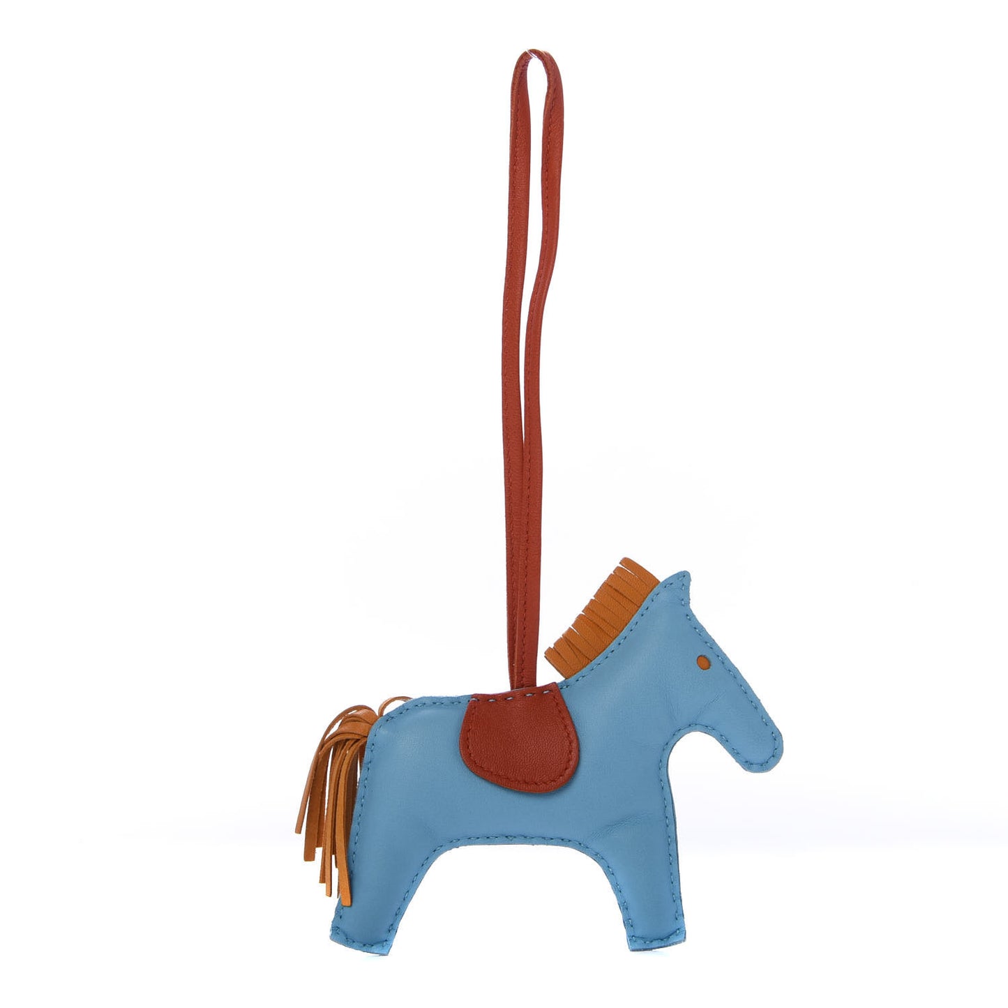 Milo Lambskin Grigri Rodeo Horse Bag Charm MM Celeste Naturel Bouton D'Or Cornaline
