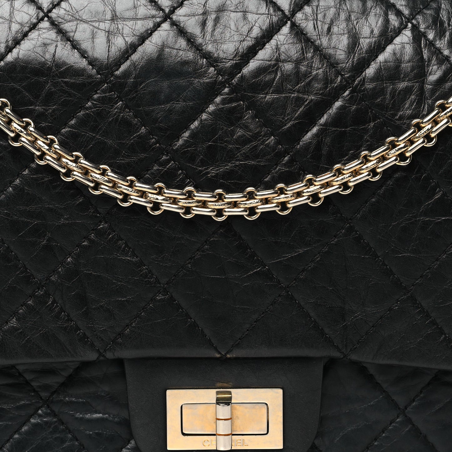 Aged Calfskin Quilted 50th Anniversary 2.55 Reissue 227 Flap Black