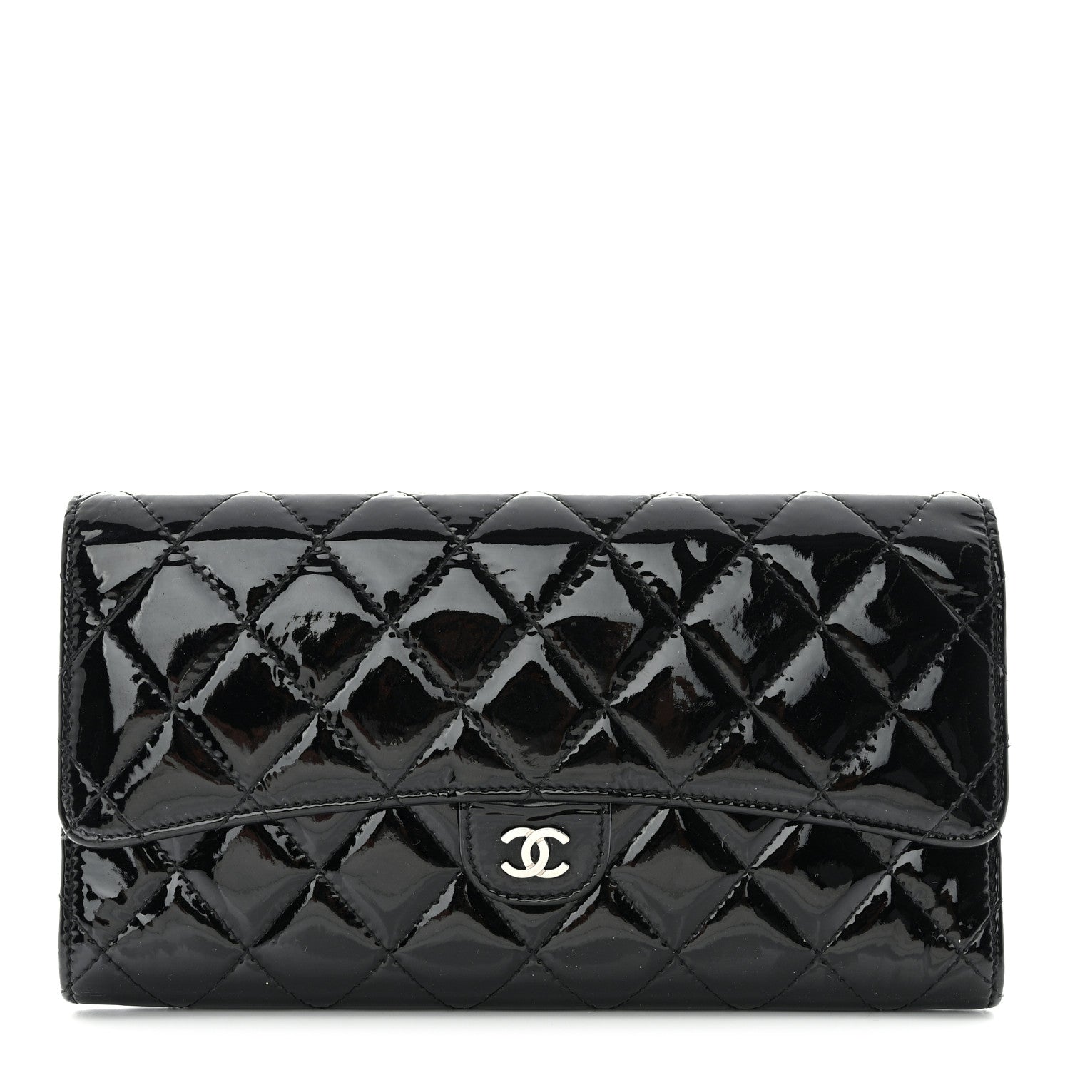 Chanel Patent Quilted Travel Wallet Black 1 of 14