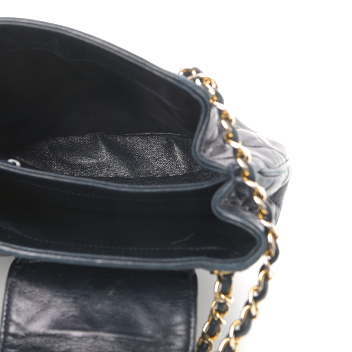 Lambskin CC Tassel Shoulder Bag Navy