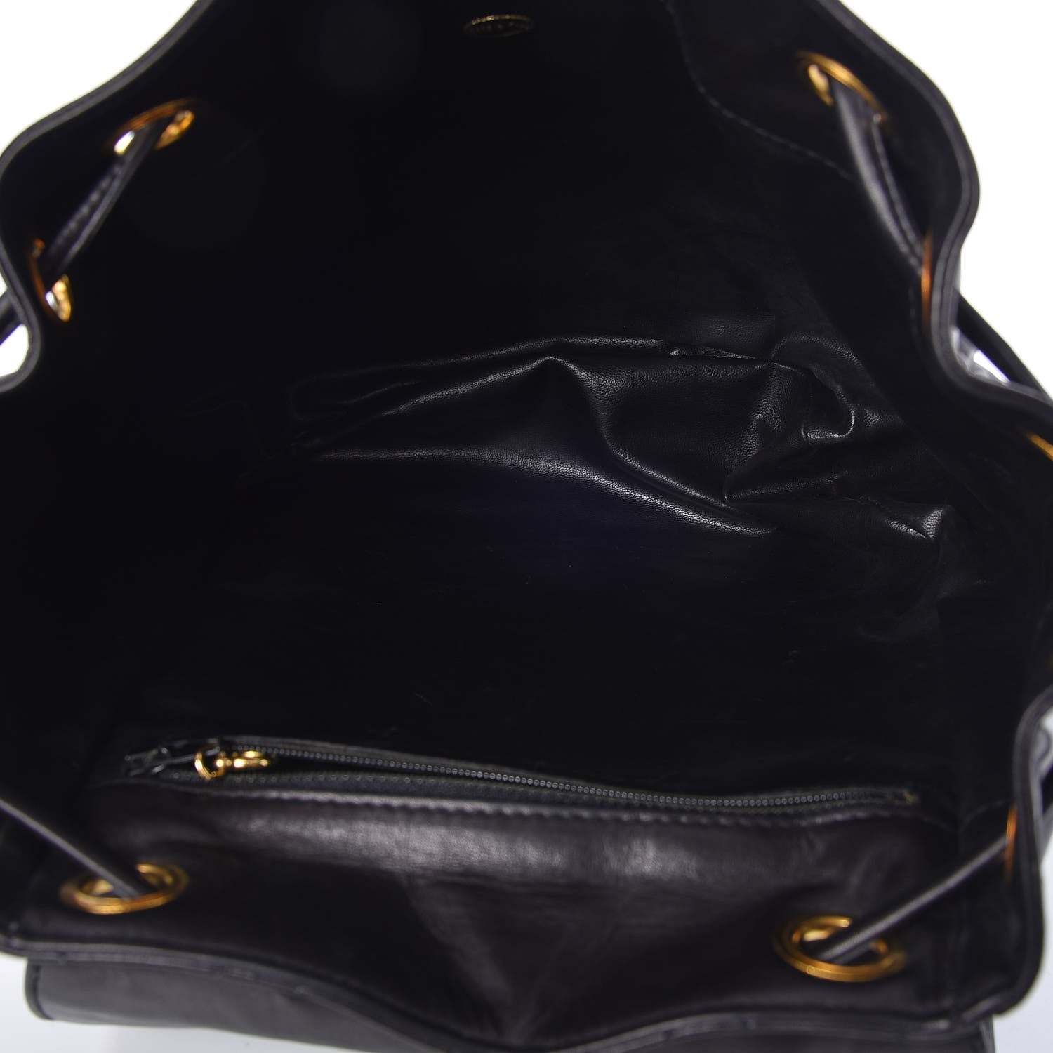 Chanel Lambskin Quilted Drawstring Backpack Black 5 of 7