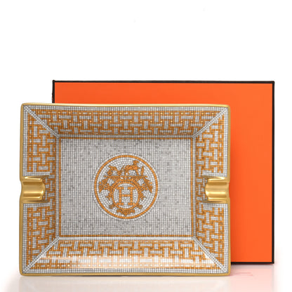 Hermes Porcelain Mosaique Au 24 Gold Ashtray 7 of 7