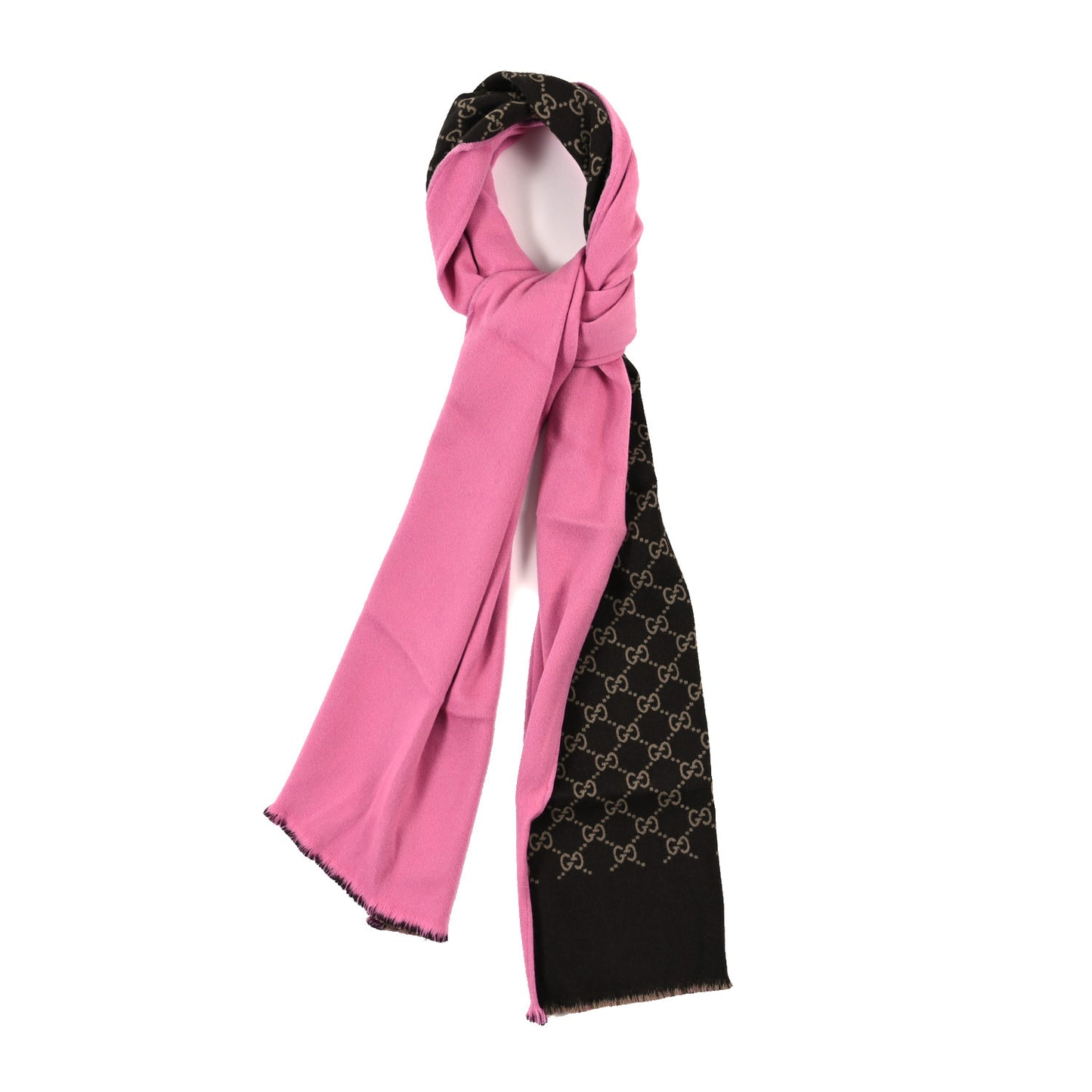 Wool Silk GG Monogram Ripon Simple Scarf Roseate