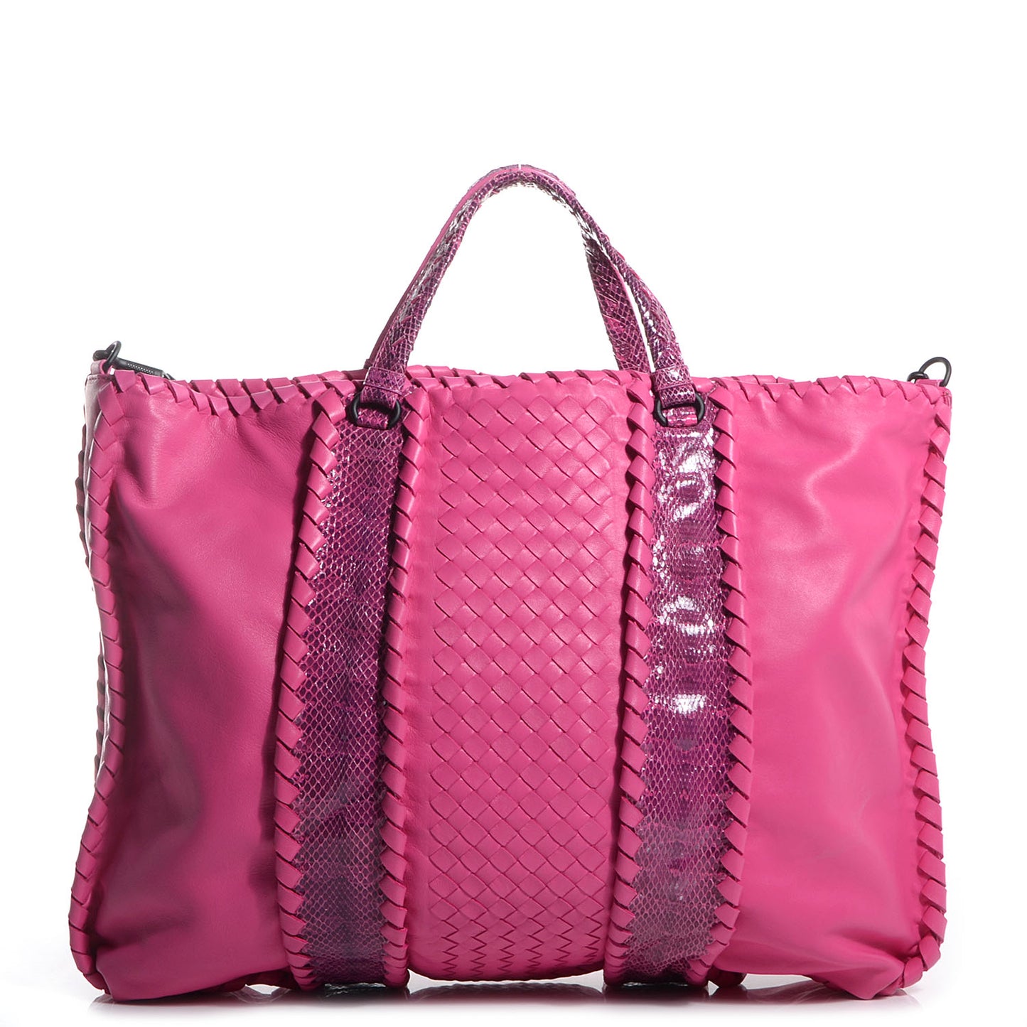 Nappa Intrecciato Ayers Convertible Tote Shocking Pink