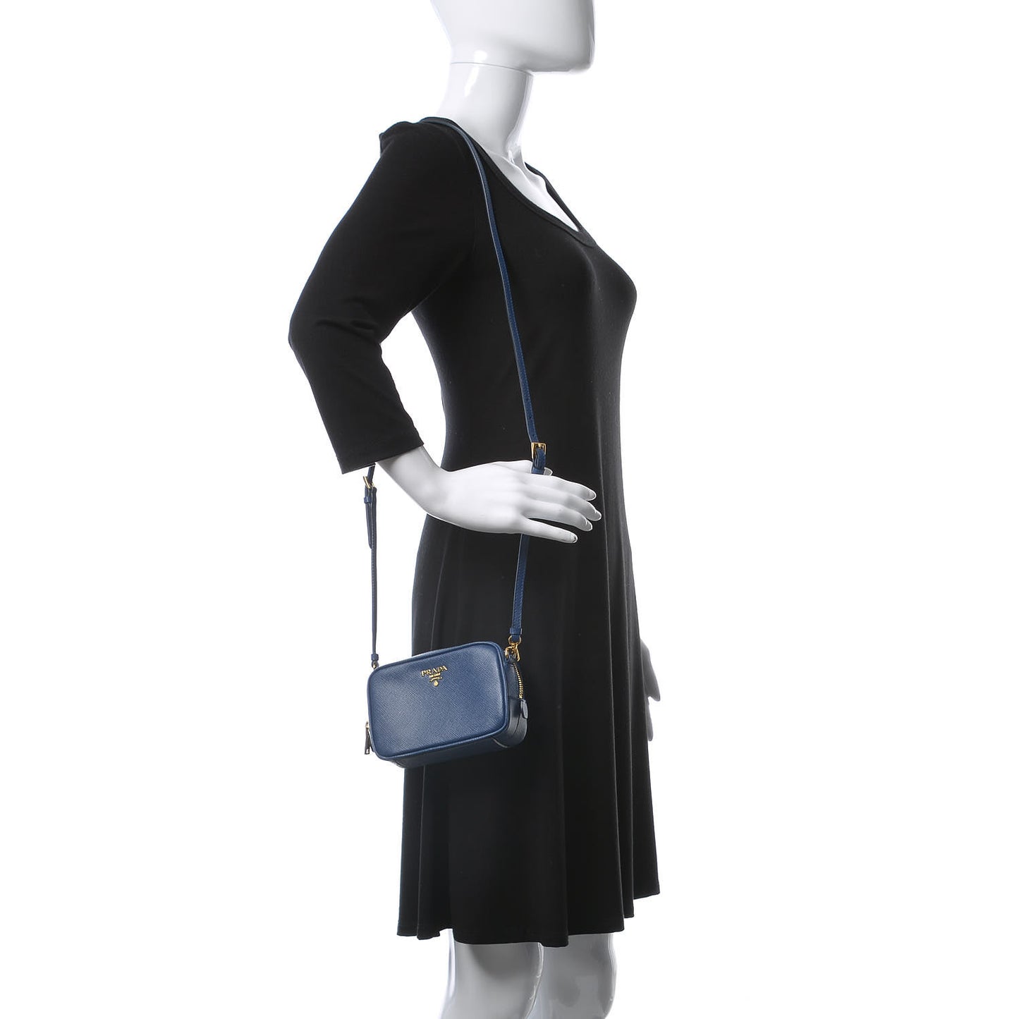 Saffiano Mini Camera Crossbody Bag Bleuette