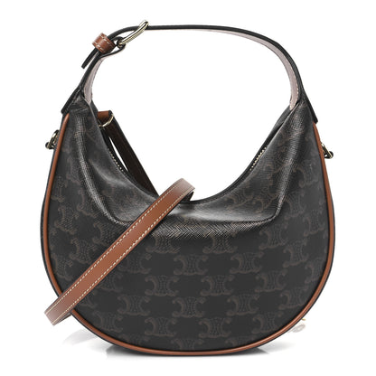Celine Calfskin Triomphe Canvas Teen Lulu Shoulder Bag Tan 1 of 12