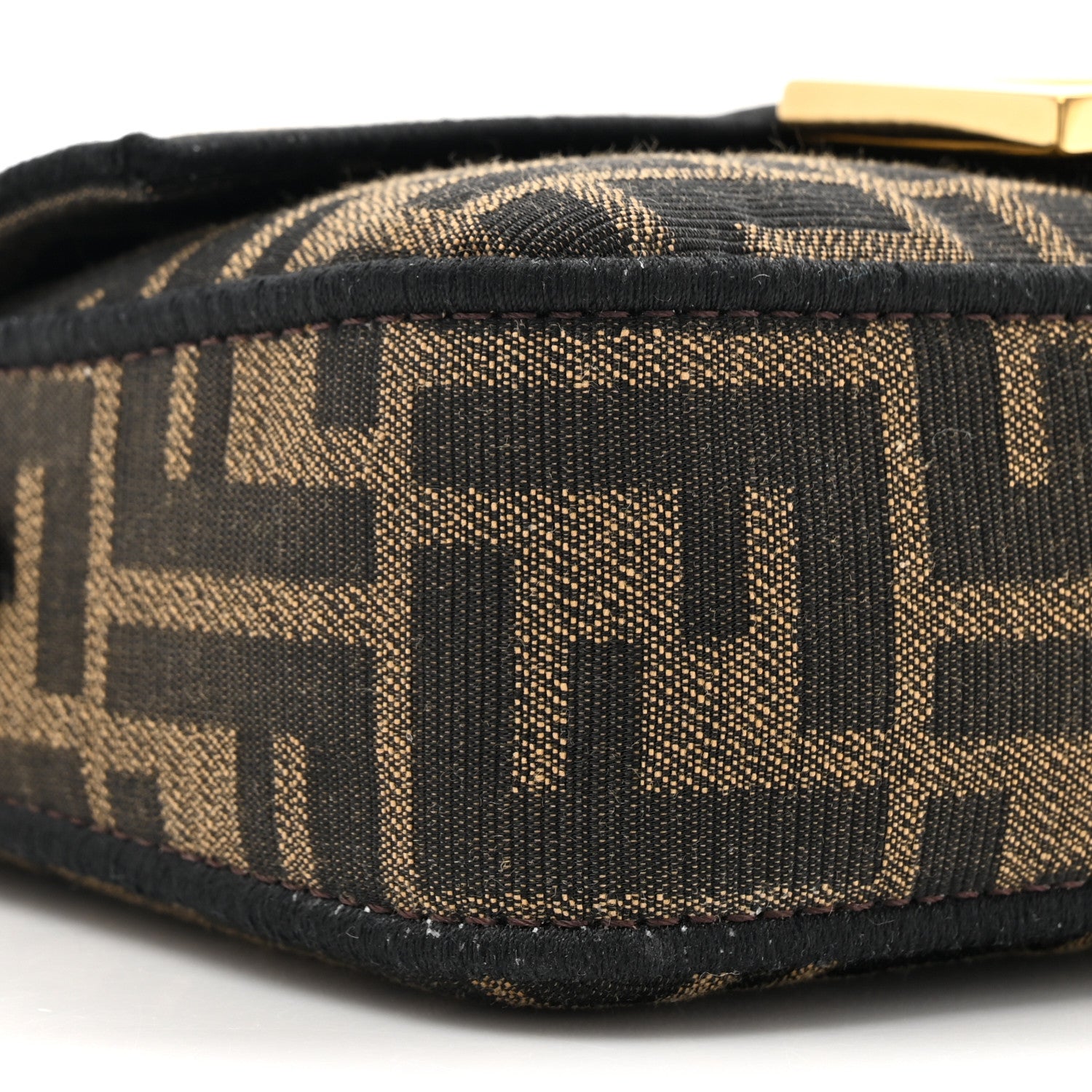 Fendi Fabric Jacquard FF 1974 Mini Baguette Tobacco Moro Black 9 of 10