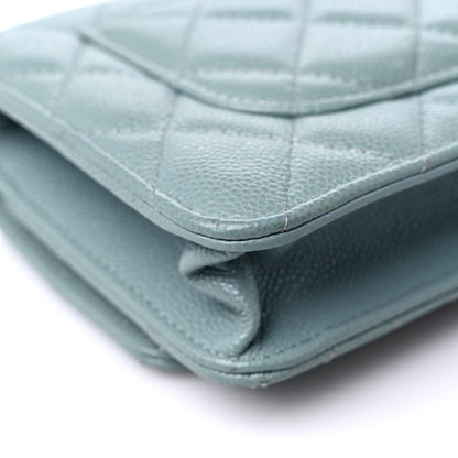 Chanel Caviar Quilted Wallet On Chain WOC Light Blue 11 of 15