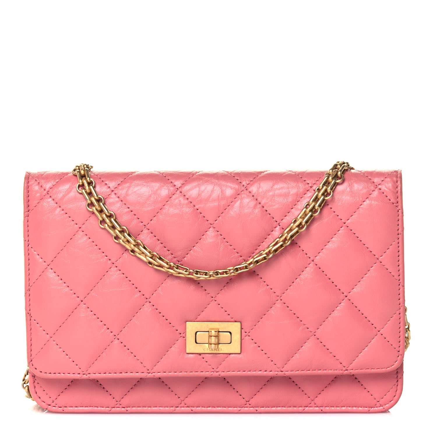Chanel Aged Calfskin Quilted Reissue Wallet On Chain WOC Pink 1 of 14