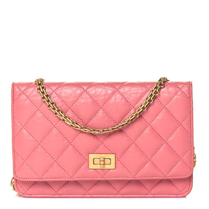 Chanel Aged Calfskin Quilted Reissue Wallet On Chain WOC Pink 1 of 14