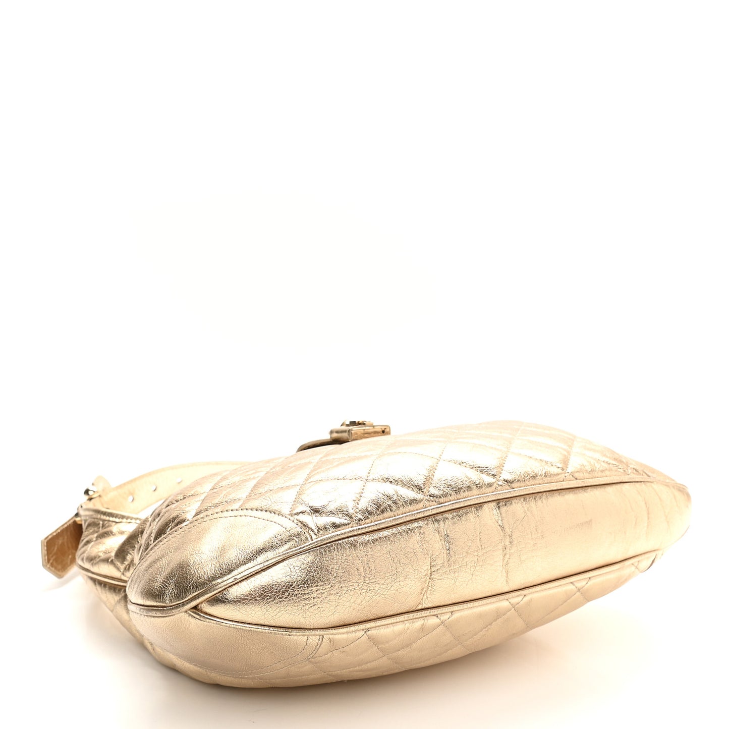 Metallic Calfskin Quilted Hoxton Hobo Gold