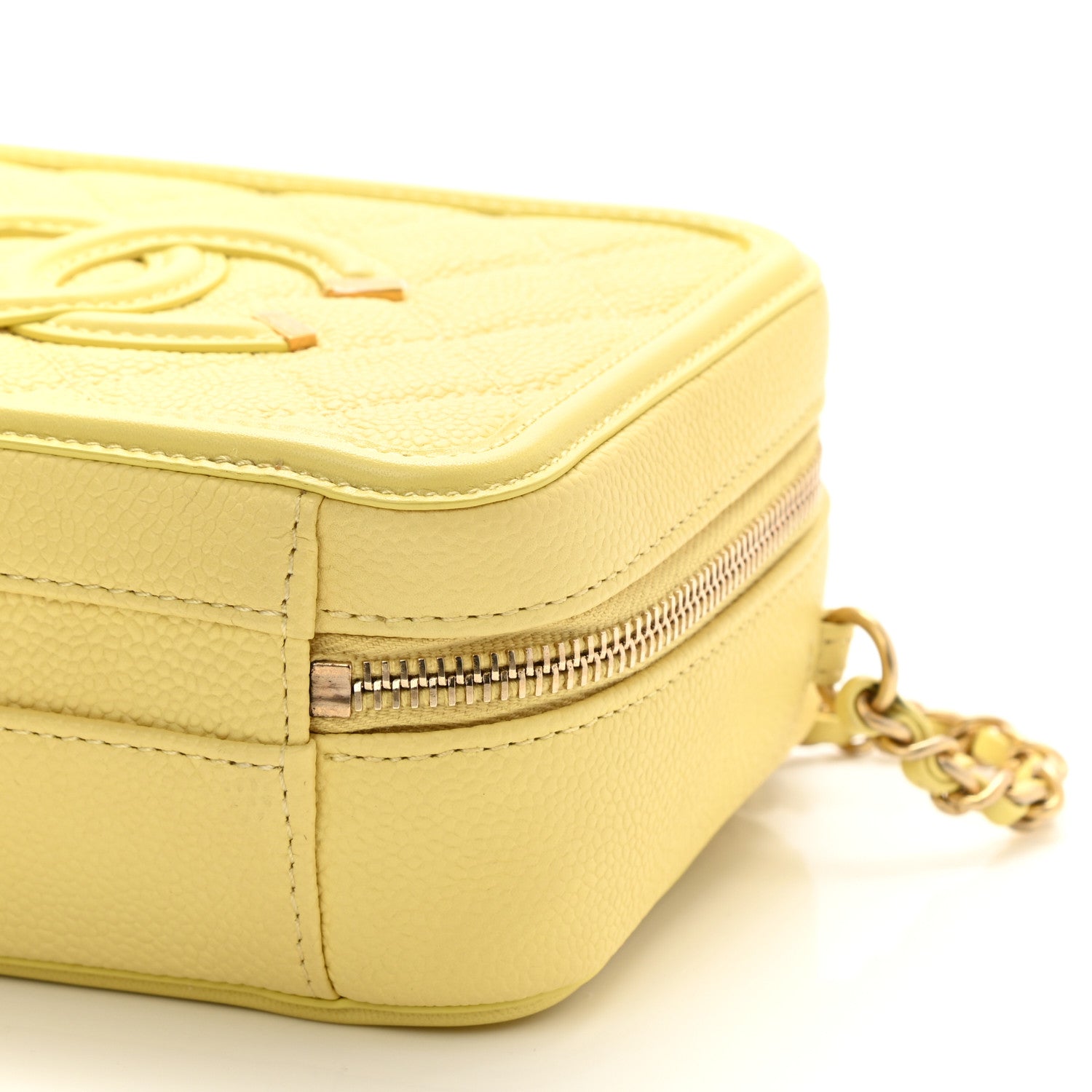 Chanel Caviar Quilted Small CC Filigree Vanity Case Yellow 8 of 9