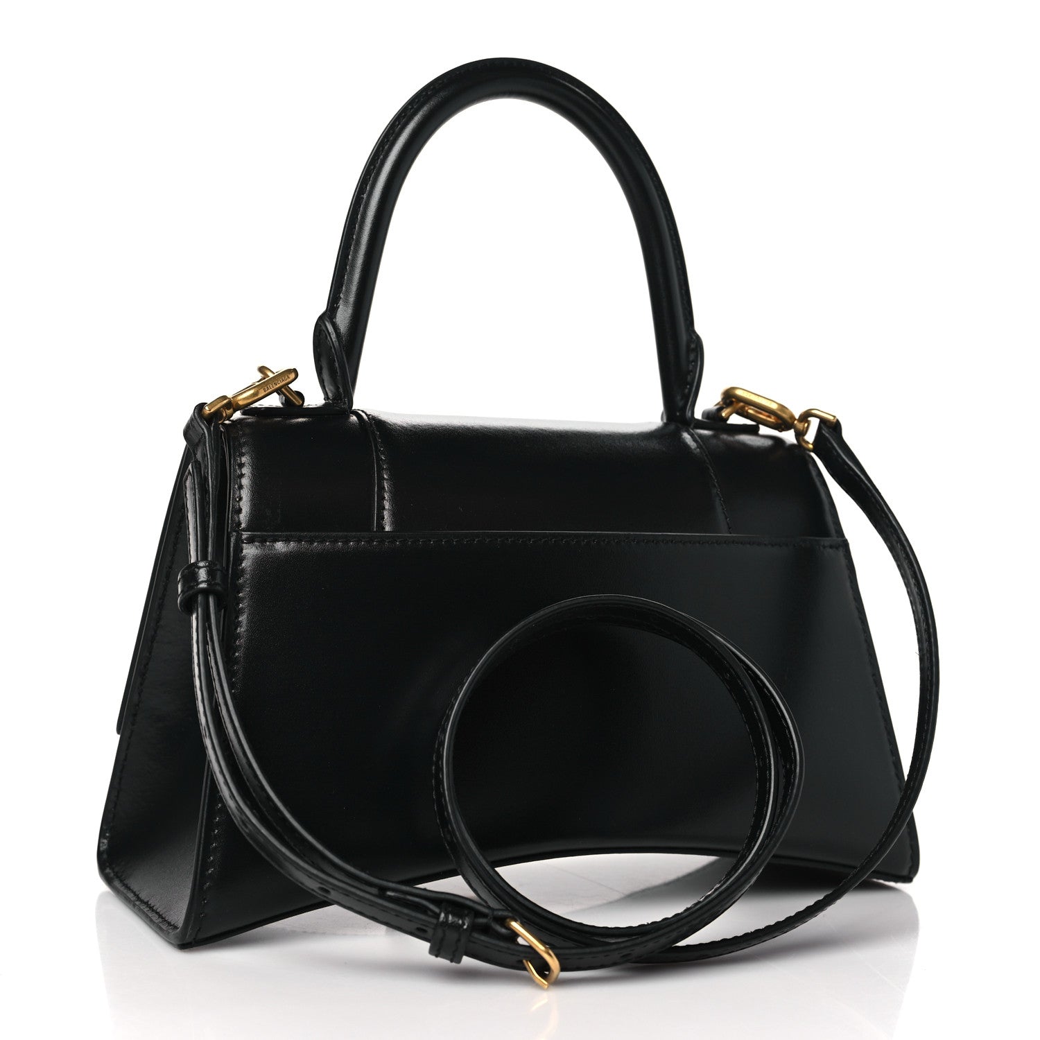 Balenciaga Shiny Box Calfskin Small Hourglass Top Handle Bag Black 3 of 11