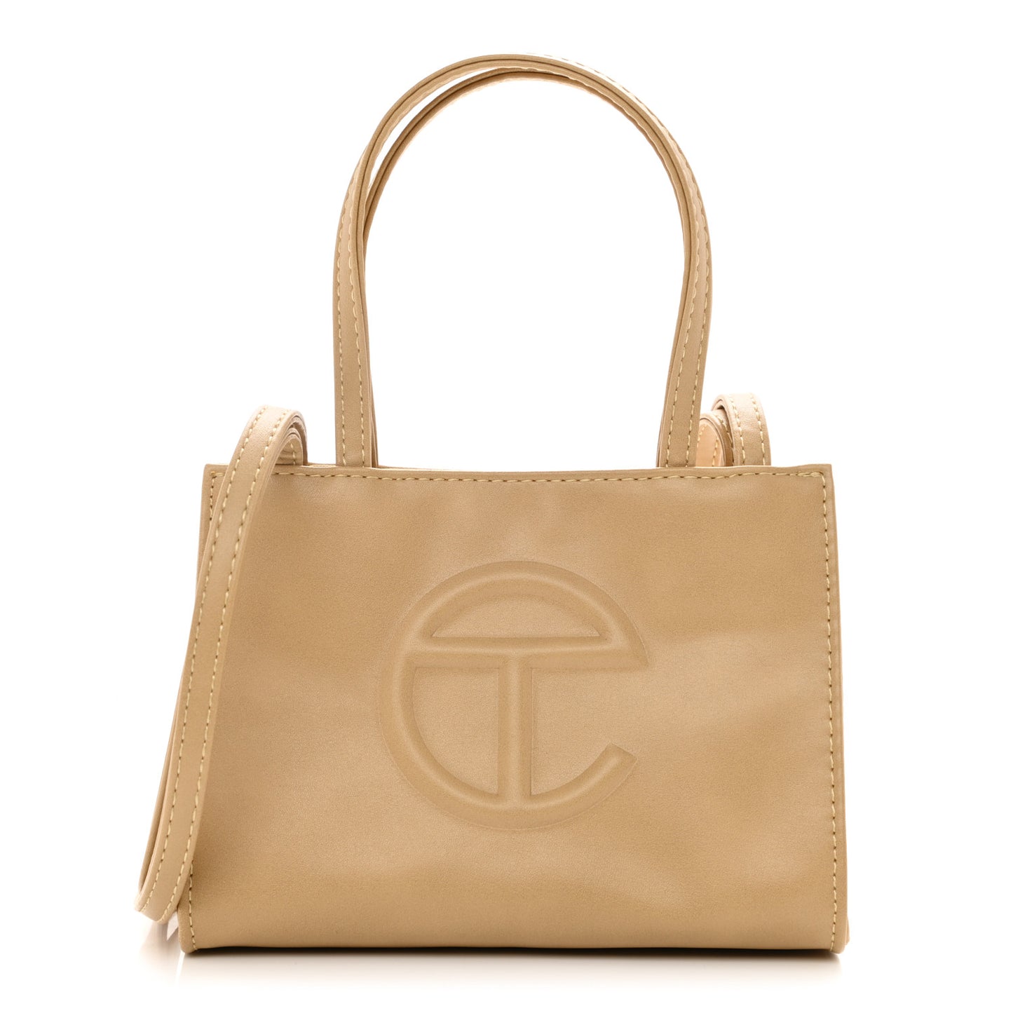 Vegan Leather Small Shopping Bag Cream