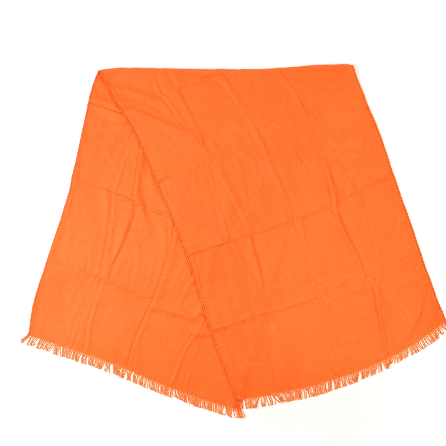 Hermes Cashmere Silk Jacquard New Libris Scarf Orange Kumquat 2 of 3