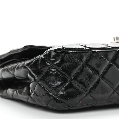 Chanel Distressed Patent Quilted Medium Double Flap Black 8 of 12