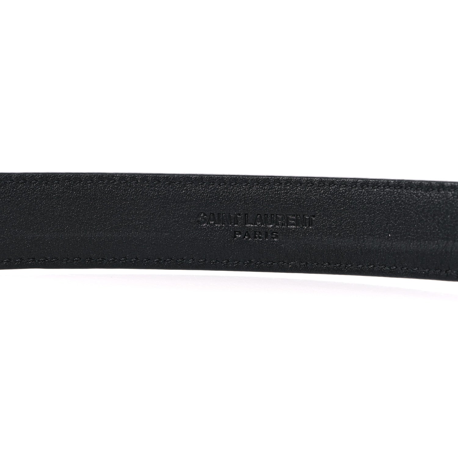 Saint Laurent Calfskin Crocodile Embossed Monogram Square Buckle Belt 80 32 Black 3 of 5