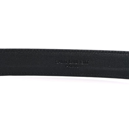 Saint Laurent Calfskin Crocodile Embossed Monogram Square Buckle Belt 80 32 Black 3 of 5