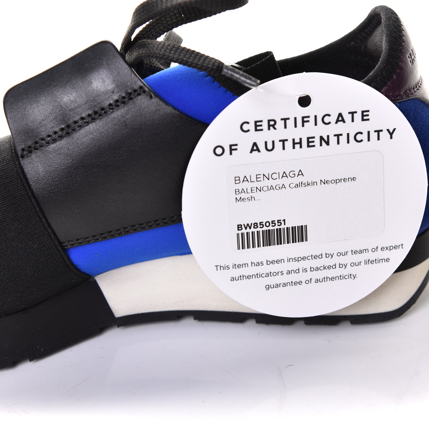 Balenciaga Mesh Neoprene Calfskin Suede Mens Race Runner Sneakers 39 Black Bleu Saphir 3 of 9