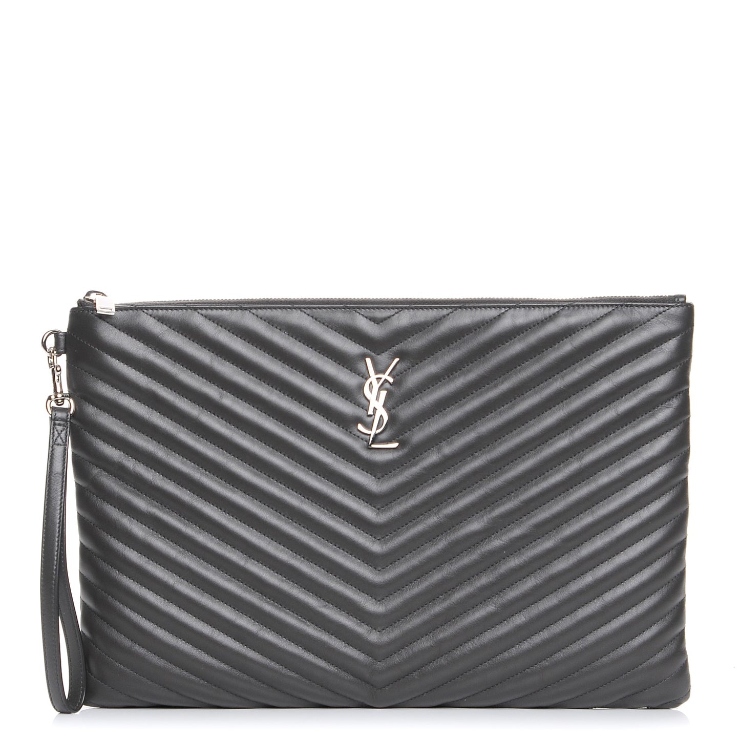 Calfskin Matelasse Chevron Cassandre Monogram Document Holder Coal