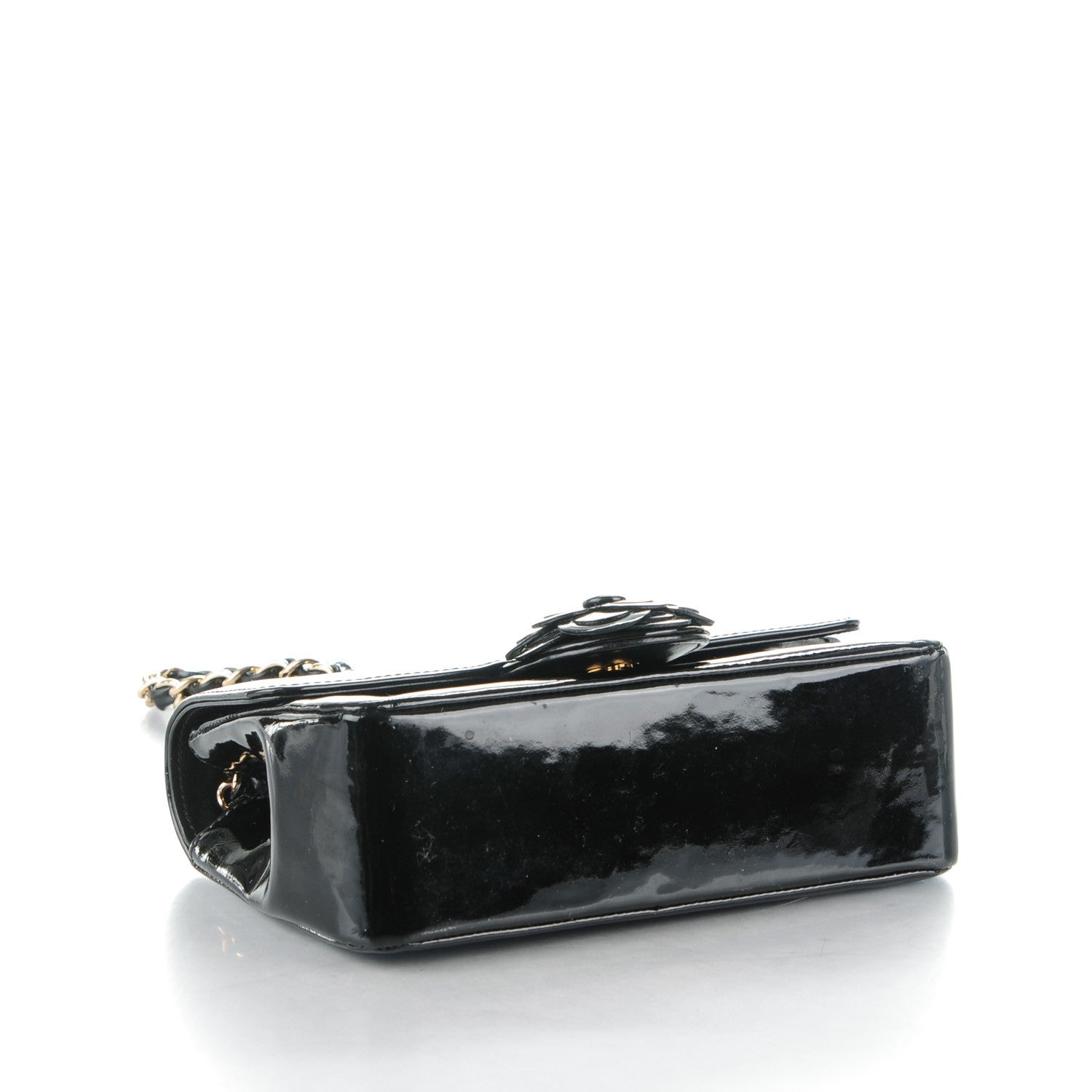 Chanel Patent Calfskin Camellia Mini Rectangular Flap Black 4 of 6