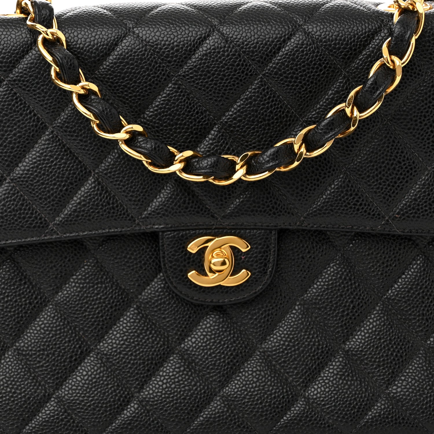Chanel Caviar Quilted Jumbo Single Flap Black 8 of 11