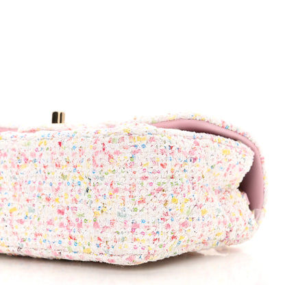 Chanel Tweed Sequin Quilted Mini Rectangular Flap White Pink Green Blue 10 of 10