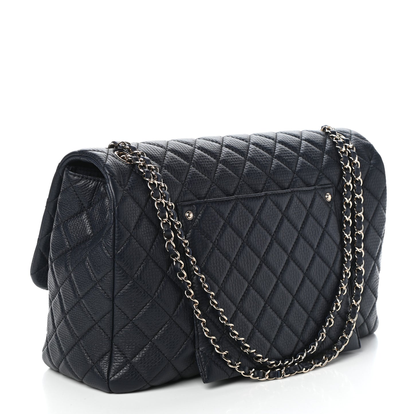 Calfskin Quilted Small XXL Travel Flap Bag Navy